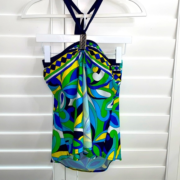 Tara Grinna mod print ( Pucci like) bathing suit top size 38/medium - Picture 2 of 11